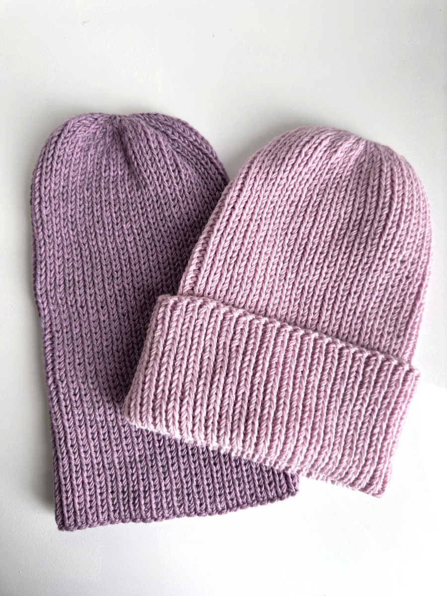 NANA – czapka wywijana z wełny baby merino 54 Pudrowy Róż