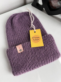 AUREA – ręcznie robiona czapka beanie baby merino + moher i jedwab damska dziecięca 40/05 Ametyst