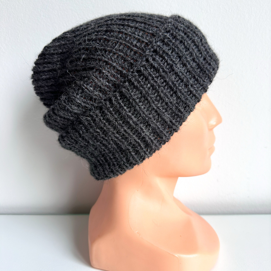 KIARA Turn-Up Beanie 100% Alpaca 506 Dark Grey