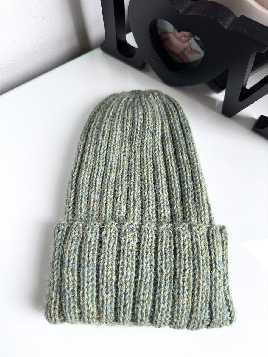 LAURIN Turn-Up Beanie 100% Alpaca 7323 Morska Mgła