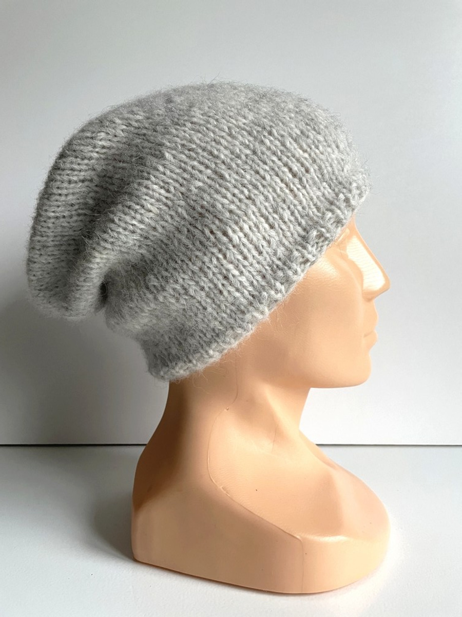 Ręcznie robiona czapka CHMURKA Alpaka 03 Perłowy Szary