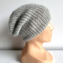 Handmade women’s hat AUREA 100% Baby Merino plus mohair and silk 22/44 Light Grey