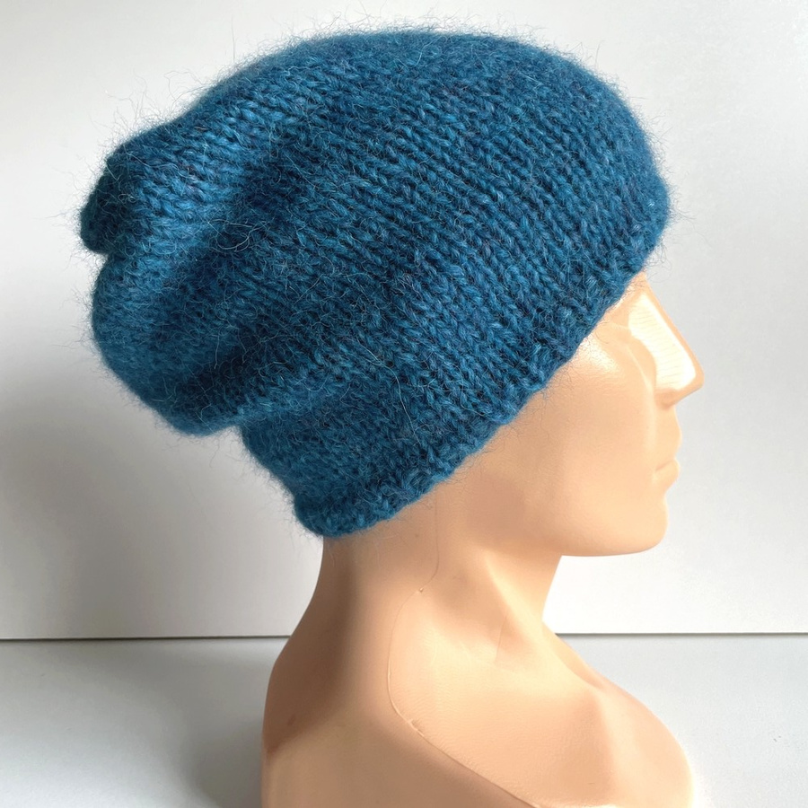 CHMURKA – czapka beanie z alpaki damska 11 zielono niebieski