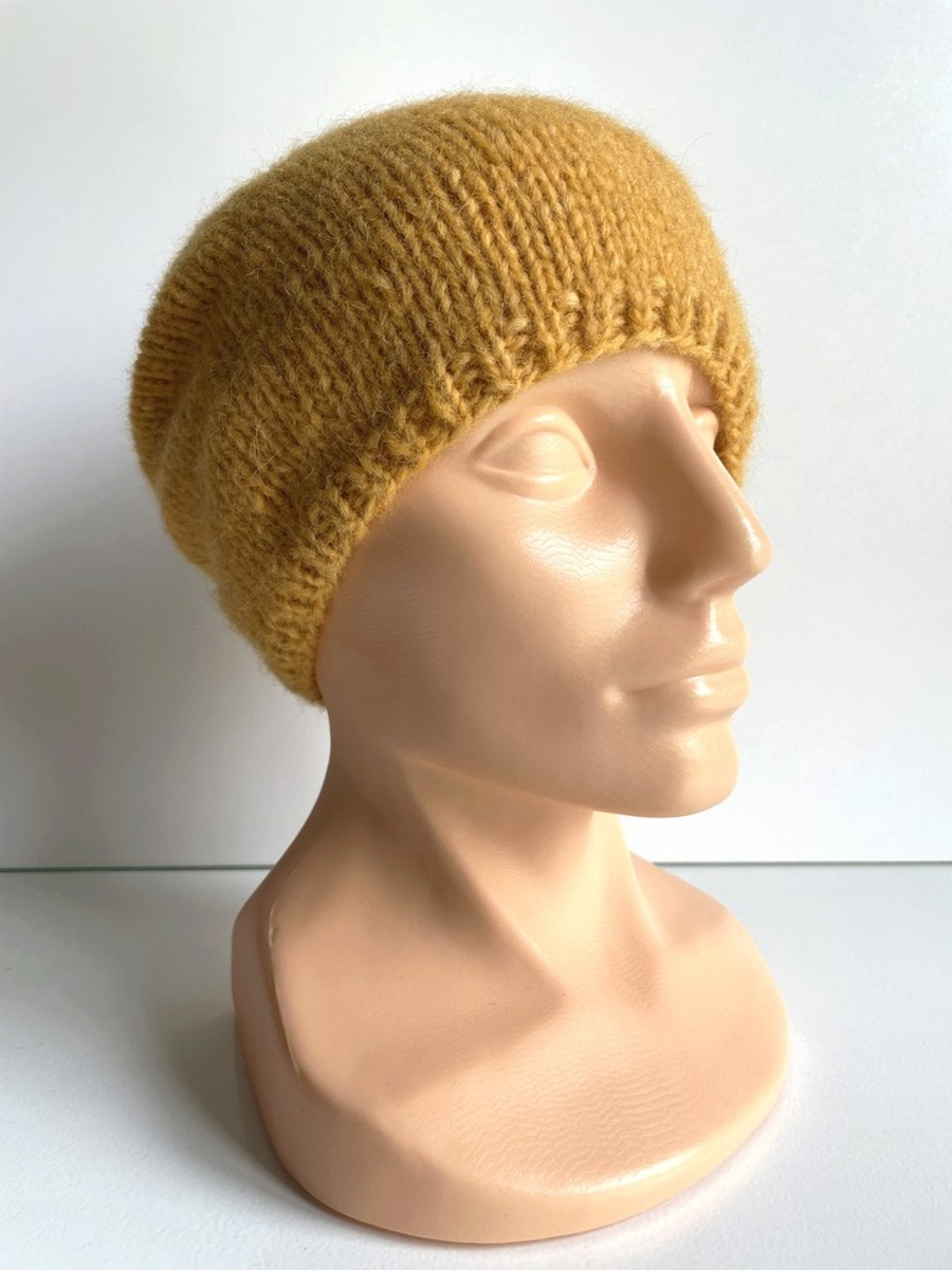 CHMURKA Beanie-Mütze aus Alpaka 22 Gelb