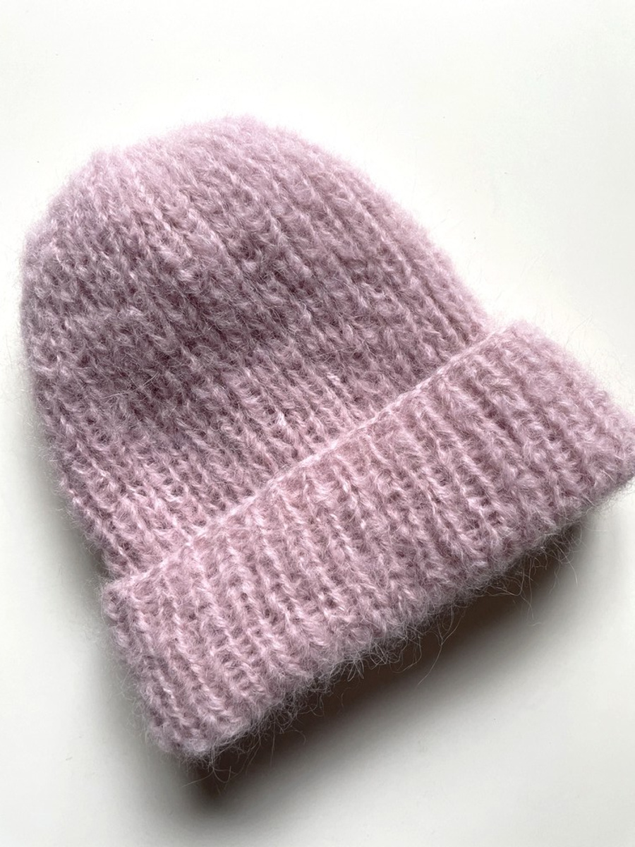 WATA CUKROWA – czapka z alpaki damska z merynosem 06 pudrowy róż