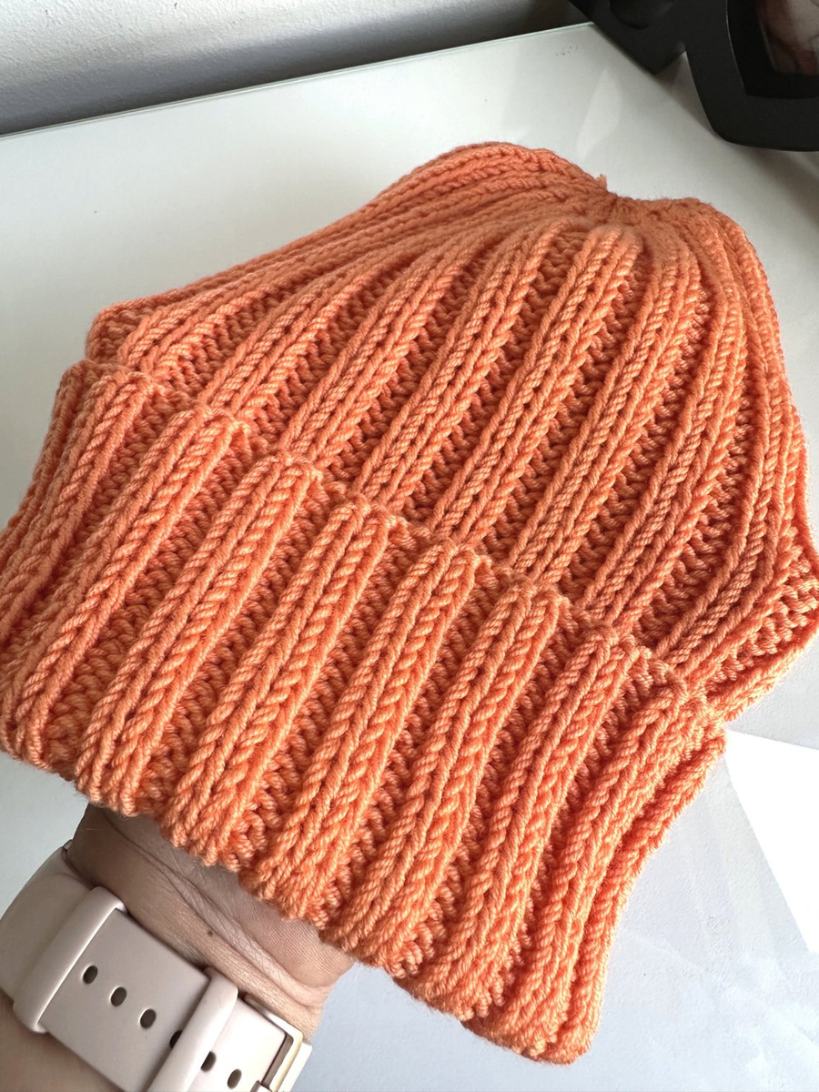 HELLI – czapka merino wywijana 100% baby merino 36 pomarańczowy jesienno-zimowa unisex