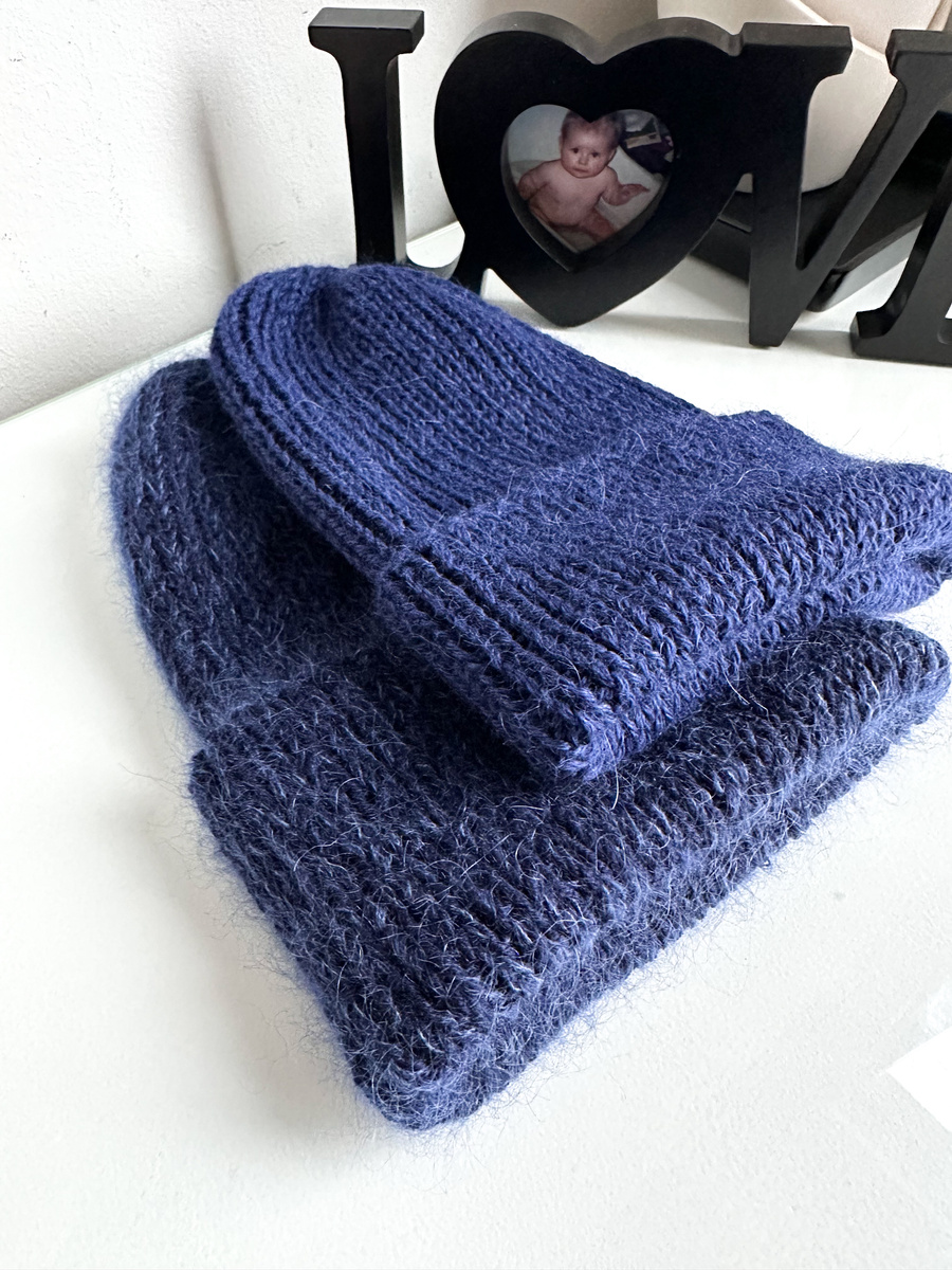 KIARA Turn-Up Beanie 100% Alpaca 5575 Navy