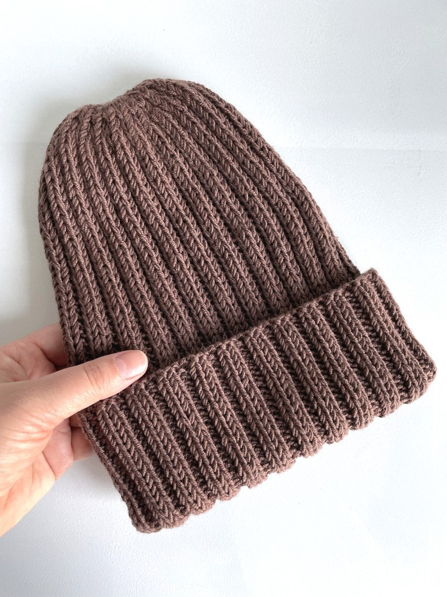 HELLI – czapka zimowa merino wywijana 52 Czekolada, unisex