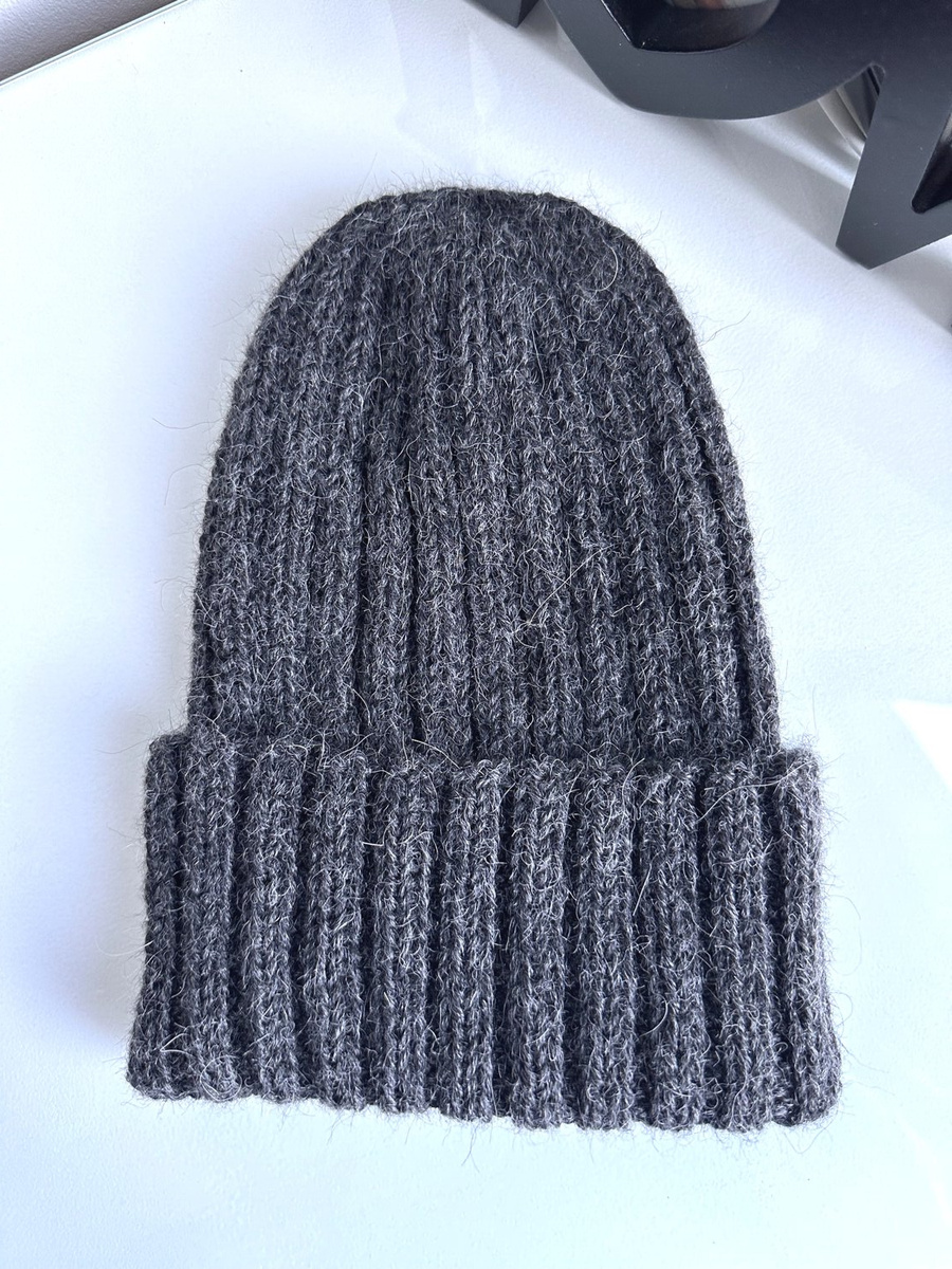 LAURIN Turn-Up Beanie 100% Alpaca 506 Dark Grey