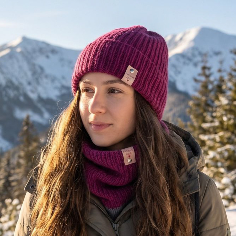 KIARA Turn-Up Beanie 100% Alpaca 9038 Zielona Szałwia