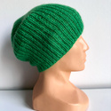 AUREA – ręcznie robiona cienka czapka beanie z baby merino + moher i jedwab damska 31/48 jaskrawozielony
