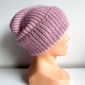 AUREA – ręcznie robiona czapka beanie z baby merino + moher i jedwab 54/63 Pudrowy róż
