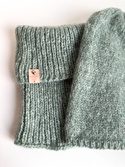 Ręcznie robiony KOMIN CHMURKA Alpaka 30 Zielona Szałwia
