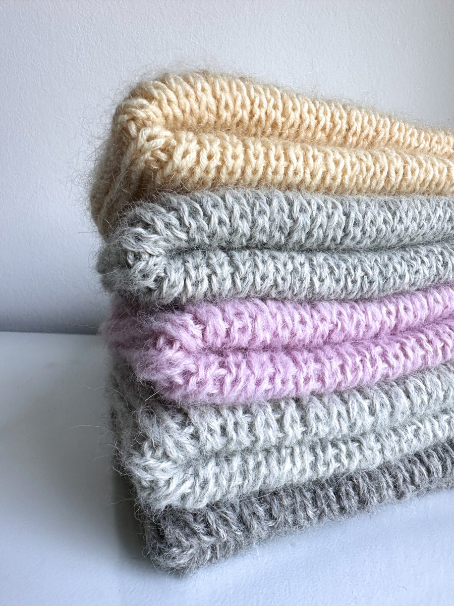 AUREA – ręcznie robiona ciepła czapka beanie baby merino + moher i jedwab dziecięca/damska 03/29 Wanilia