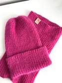 Ręcznie robiony KOMIN 100% Baby Merino plus moher i jedwab 08/13 Fuksja 35 cm długości