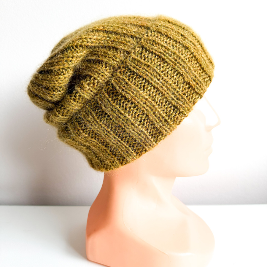 MARGARET Handmade Beanie Alpaca Mohair and Silk 7233 Olive