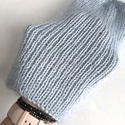 Handmade women's hat AUREA 100% Baby Merino plus mohair and silk 43/06 Light Sea Green