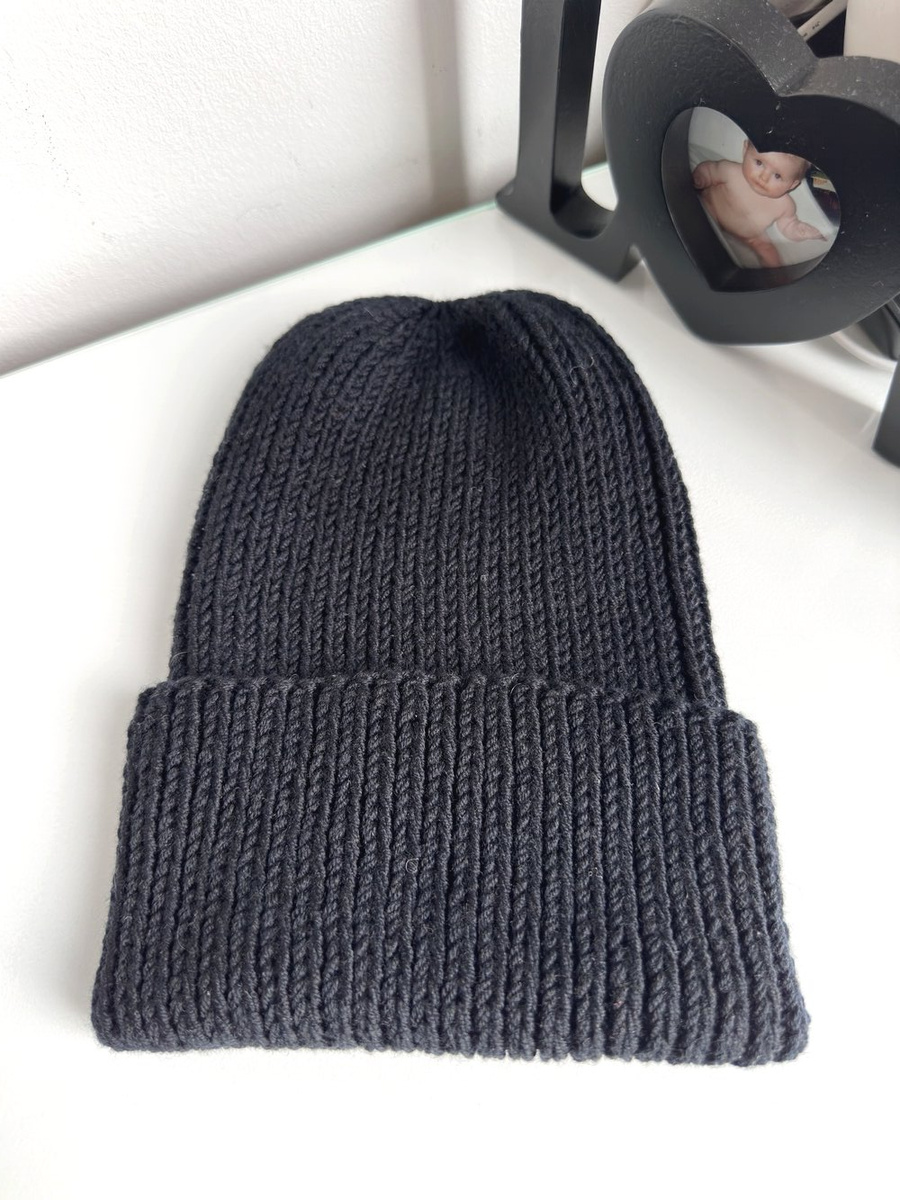 NANA – czapka merino wywijana 100% Baby Merino 21 Czarny
