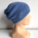 Ciepła czapka ręcznie robiona CHMURKA Alpaka 16 Niebieski