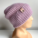 AUREA – czapka beanie handmade z baby merino + moher i jedwab damska/dziecięca 26/03 Jasny Stary Róż