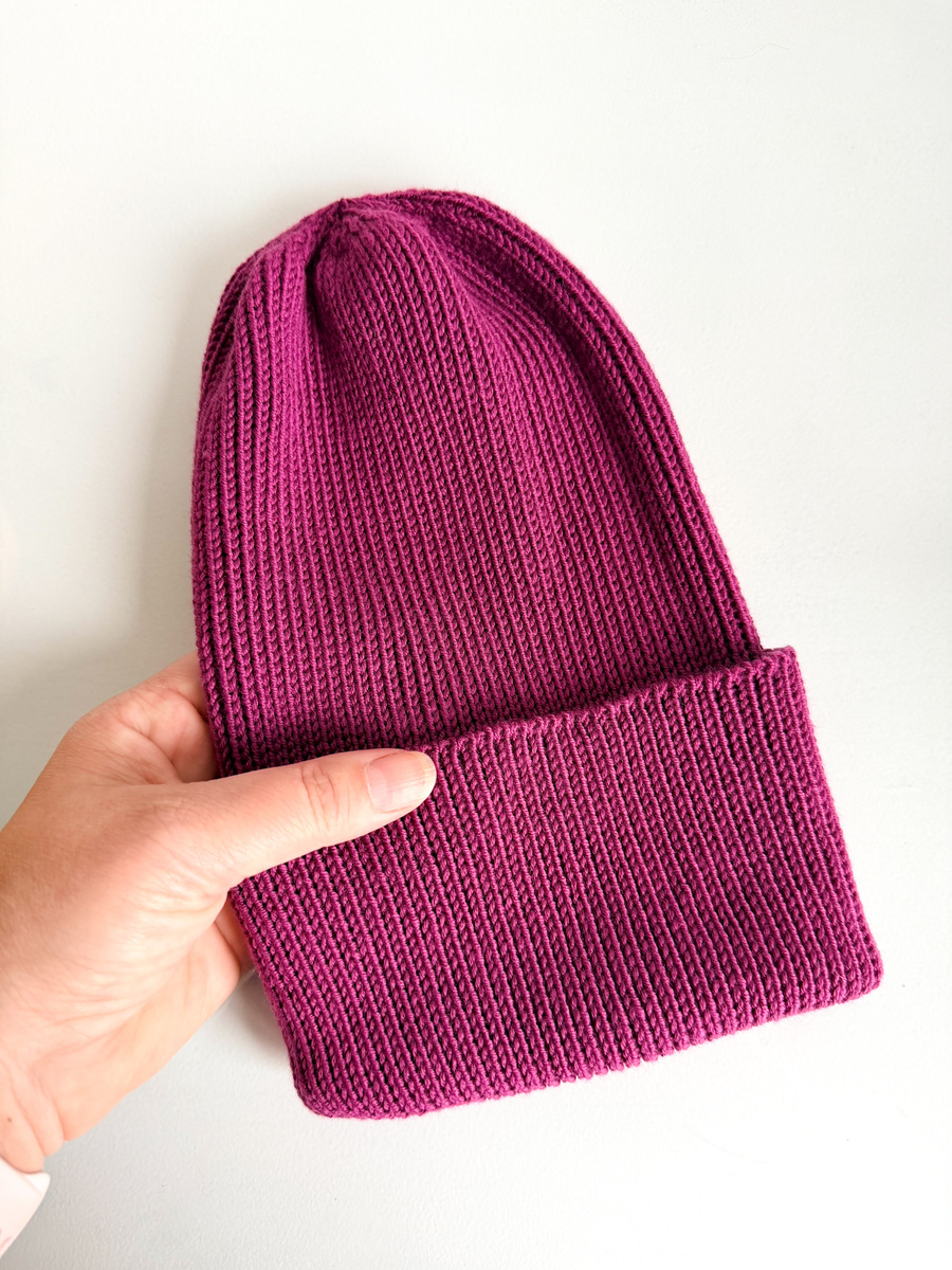 VARELLA – czapka merino beanie wywijana 100% Baby Merino 34 Wrzos zimowa