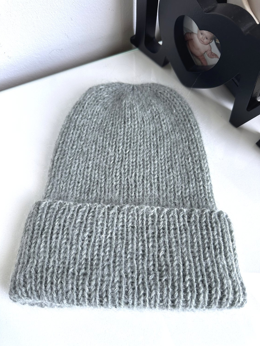 AUREA – ręcznie robiona czapka beanie baby merino + moher i jedwab dziecięca/damska 50/34 Zielona Szałwia