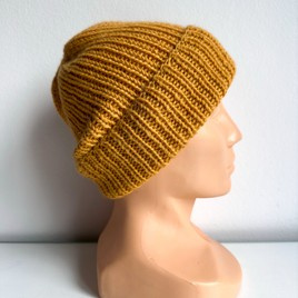 KIARA Turn-Up Beanie 100% Alpaca 2923 złoty żółty