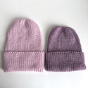NANA – czapka wywijana z wełny baby merino 54 Pudrowy Róż