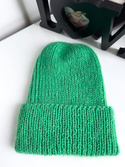 AUREA – ręcznie robiona czapka beanie baby merino + moher i jedwab dziecięca/damska 31/48 jaskrawozielony