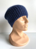 Handmade Czapka damska AUREA 100% Baby Merino plus moher i jedwab 30 Niebieski