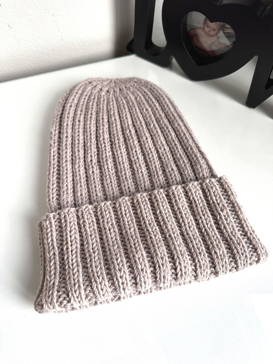 HELLI – czapka merino beanie wywijana 100% Baby Merino 23 Jasny Beż unisex zimowa