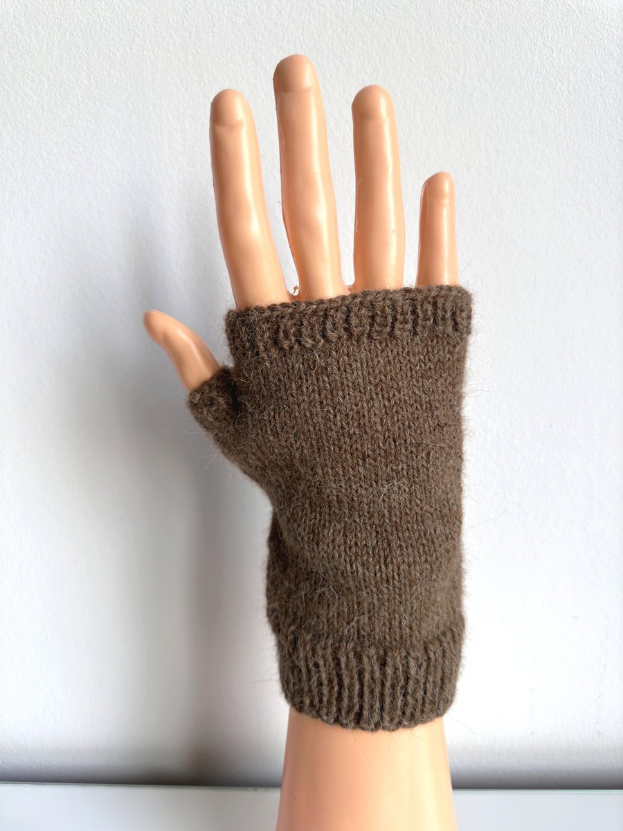 Wełniane Mitenki 100% Alpaka 607 Brąz