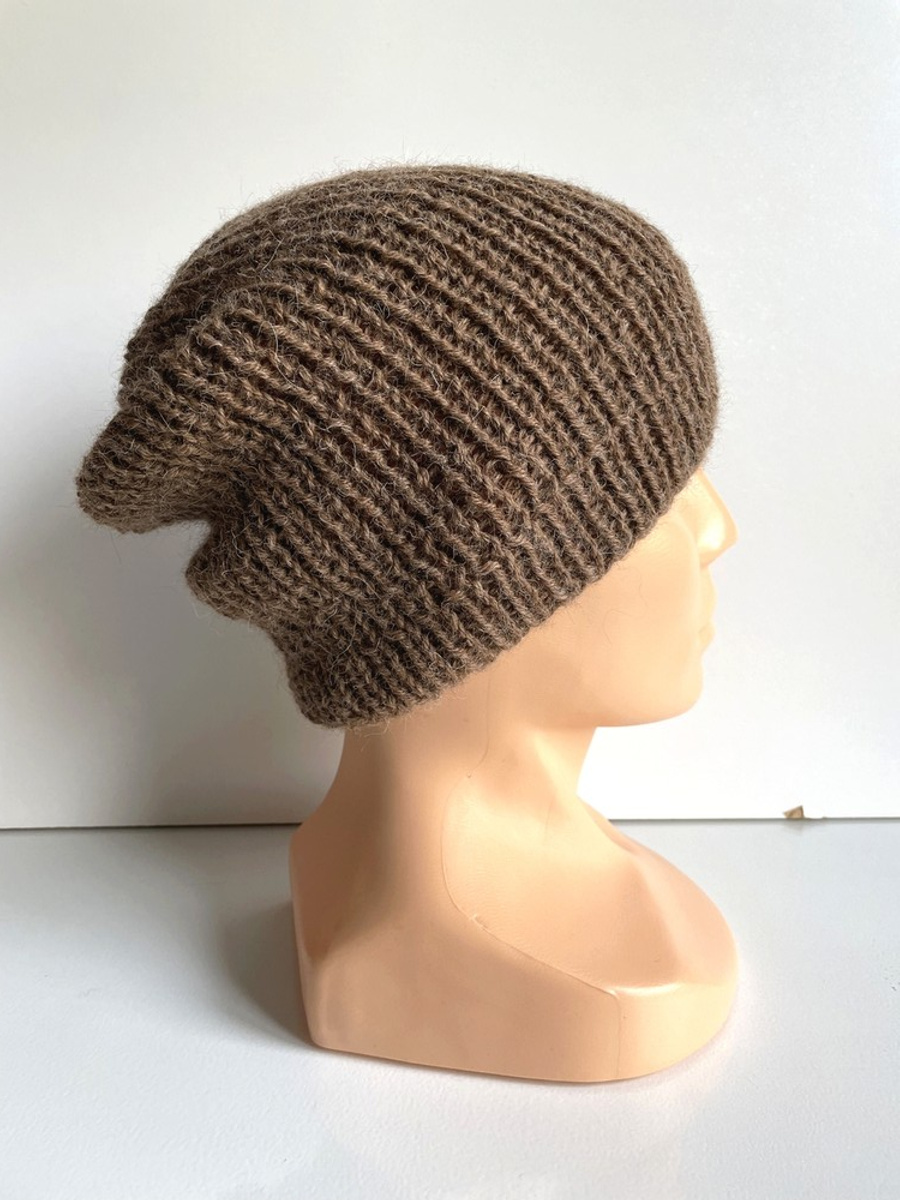 Czapka robiona na drutach KIARA 100% Alpaka 607 Brąz