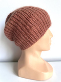 AUREA – ręcznie robiona ciepła czapka damska merino + moher i jedwab 48/33 Blush