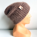 Ręcznie robiona czapka beanie AUREA 100% Baby Merino plus moher i jedwab 17/41 Beż