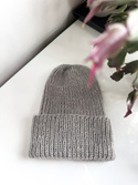 Ręcznie robiona czapka beanie AUREA 100% Baby Merino plus moher i jedwab 43/08 Jasny Morski