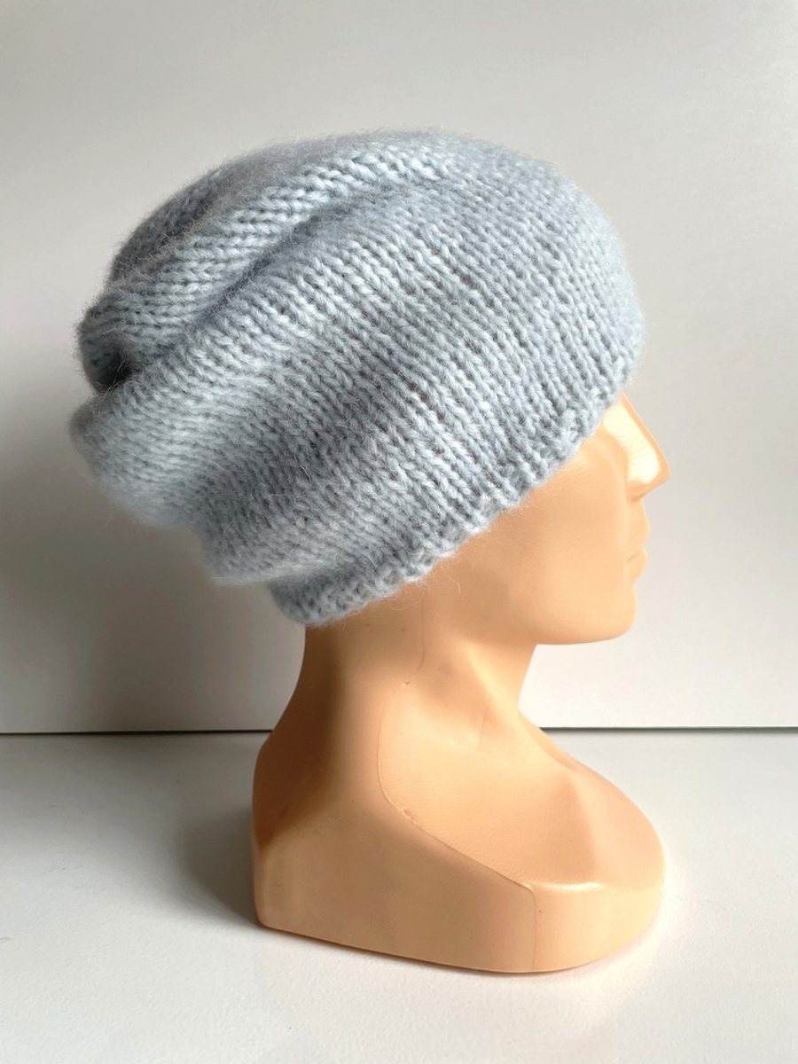 Ręcznie robiona czapka CHMURKA Alpaka 18 Poranna Mgła