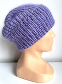 AUREA – ręcznie robiona czapka beanie baby merino + moher i jedwab dziecięca/damska 14/11 fioletowy