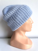 AUREA – ręcznie robiona czapka beanie baby merino + moher i jedwab damska/dziecięca 53/07 Rosa