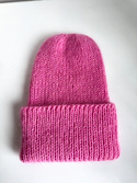 AUREA – ręcznie robiona czapka beanie z baby merino + moher i jedwab damska/dziecięca 07/62 Lody truskawkowe