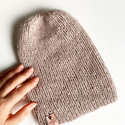 AUREA – ręcznie robiona ciepła czapka beanie merino + moher i jedwab damska 23/20 Jasny Beż