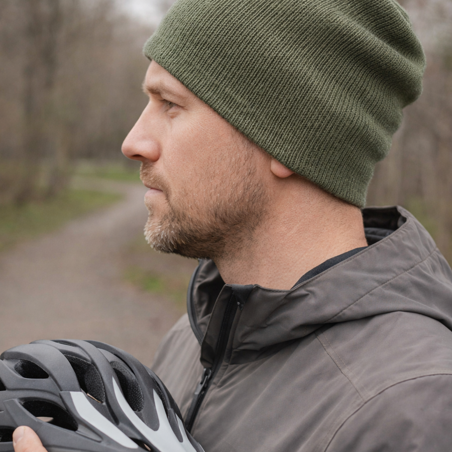 VARELLA – czapka pod kask 100% Baby Merino 38 Oliwka