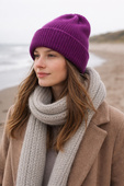 Czapka wywijana HELEN 100% Alpaka 9045 rubinowy