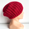 Ręcznie robiona czapka damska JANKA 100% Wełna owcza 08 Szkarłatna Czerwień