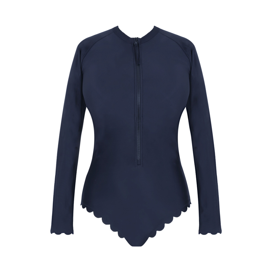 Strój kąpielowy z długim rękawem Panache Swim SIGNATURE SCALLOP SW1725B GRACE Long Sleeve Swimsuit Signature Ink Blue