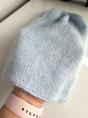 SOPHIA – ręcznie robiona ciepła czapka damska beanie merino + moher i jedwab 11/07 Błękitny Stalowy