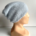 Ręcznie robiona czapka CHMURKA Alpaka 18 Poranna Mgła