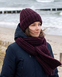 LAURIN Turn-Up Beanie 100% Alpaca 9044 ciemne winogrona