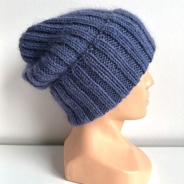 MIRA – ręcznie robiona ciepła czapka beanie merino + moher i jedwab 13 dżins