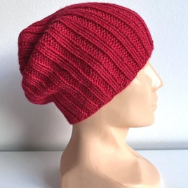 LAURIN – czapka z alpaki 100% beanie 3620 czerwony zimowa ręcznie robiona